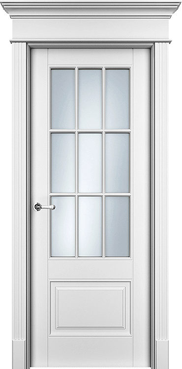 Дверь белая эмаль Оксфорд 2 со стеклом-решеткой