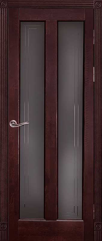 Массив ольхи дверь межкомнатная Соренто махагон со стеклом