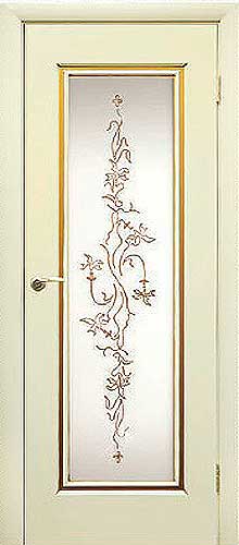 дверь Сиена в цвете ваниль с витражом