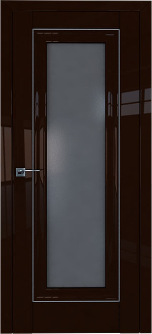 дверь глянцевая 24L цвет терра с молдингом серебро и матовым стеклом