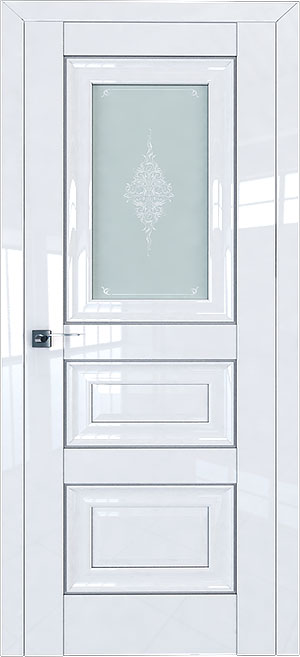 Белая дверь со стеклом в глянце 26L