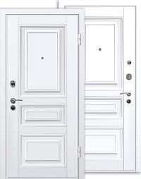 Белая входная дверь с панелями винорит М11