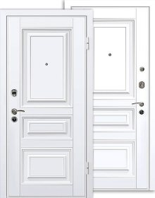 Дверь в квартиру с панелями винорит белого цвета.