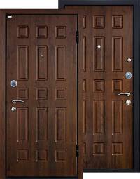 Дверь металлическая с панелями в цвете орех в квартиру