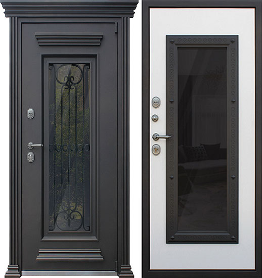 Фото двери с ковкой и стеклопакетом Grand Luxe