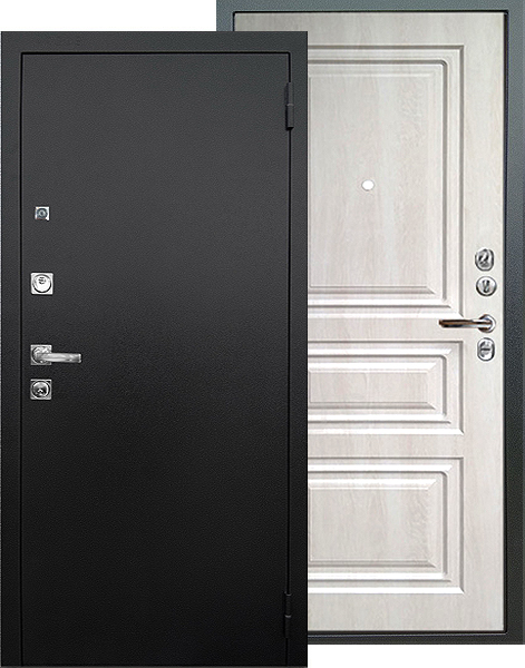 Дверь Скиф Люкс ПРО 3К панель филадельфия крем, покрытие черный шелк