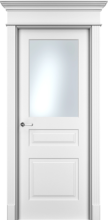 Межкомнатная дверь со стеклом Нафта 3 Офрам белого цвета.