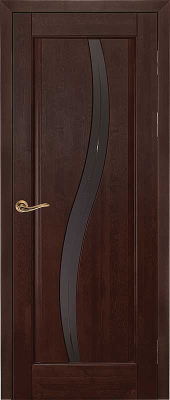 Фотография двери из массива ольхи, СОЛО махагон со стеклом