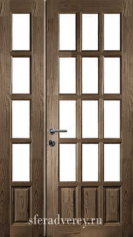 Тонированная деревянная дверь из сосны.