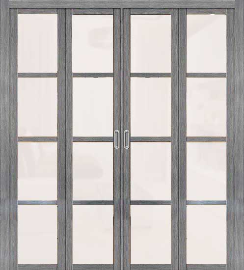 Фотография двери книжка из четырех створок, межкомнатная Твигги цвет грей с матовым стеклом