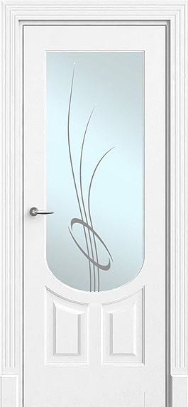 Межкомнатная дверь со стеклом белого цвета.