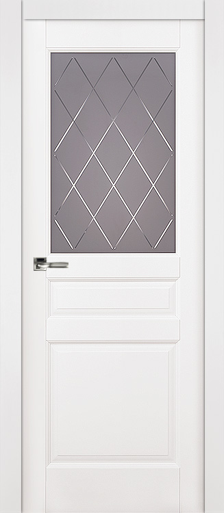 Дверь эмаль белая со стеклом Валенсия, ольха