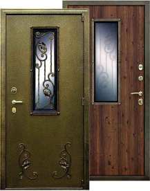 Дверь с ковкой и стеклопакетом ЮНОНА в дом